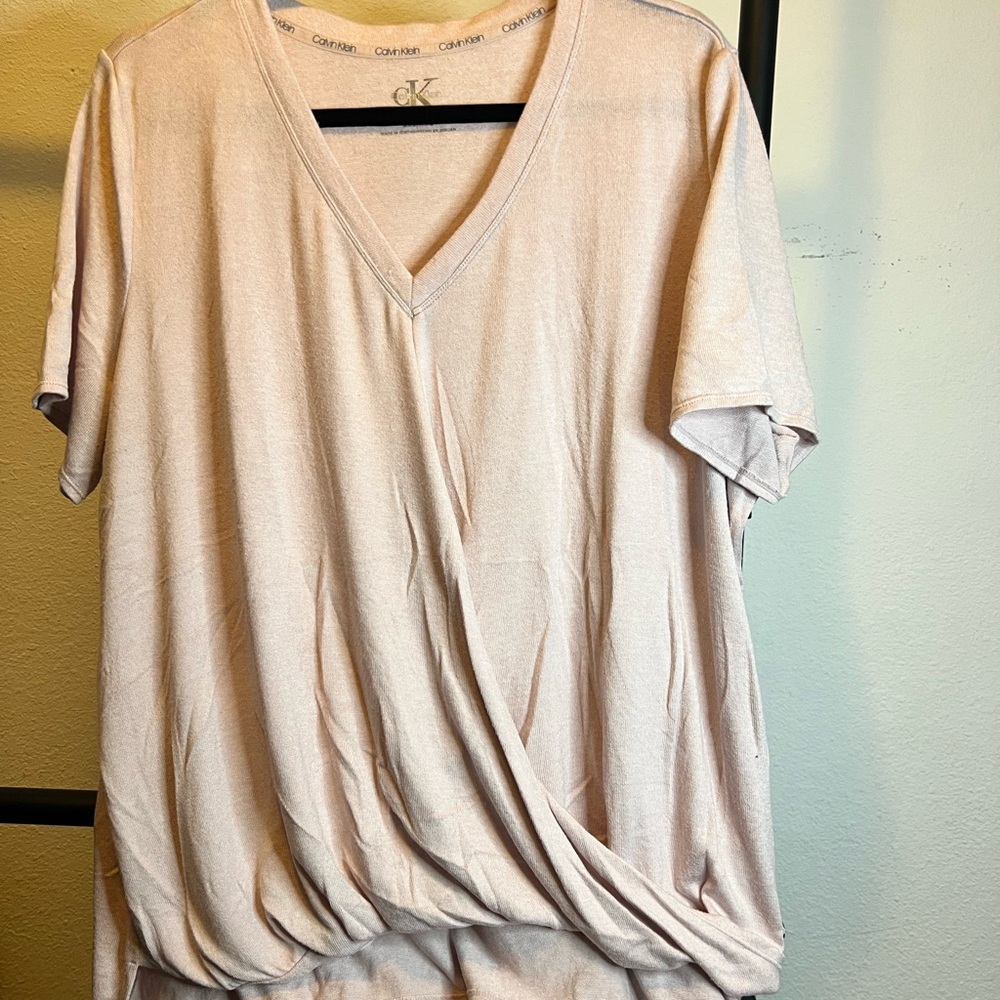 Calvin Klein Women's Beige V-Neck Top